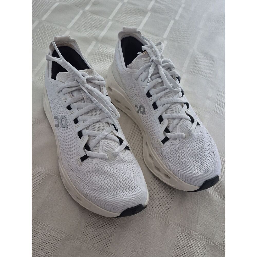 On Running White and Black Cloud Surfer Max Women's Performance Sneakers
